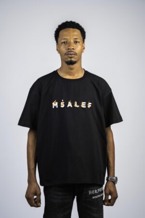 mkhalef fire tshirt - black