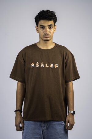 mkhalef fire tshirt - brown