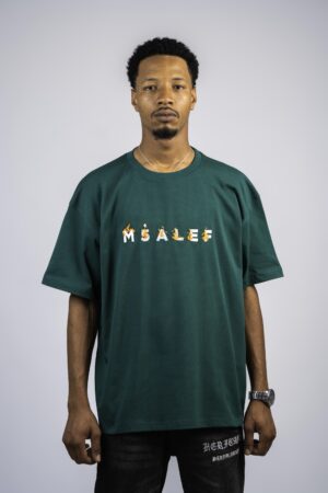 mkhalef fire tshirt - green